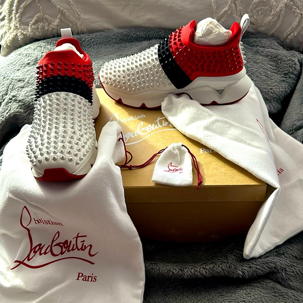 ❤️🖤🤍CHRISTIAN LOUBOUTIN SPIKE-SOCK NEOPRENE SNEAKERS❤️‍🔥SZ 40❤️🖤🤍GET THESE‼️